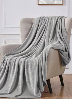 Buy SANDY Fleece Blanket, Made of Premium Microfiber, Super Soft Flannel Blanket for Bed, Sofa, Couch and Home Decorations , king Size, (240x220)cm, Light Grey in Saudi Arabia