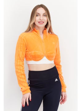 اشتري Women Sportswear Fit Embroidered Logo Outdoor Track Top, Orange في الامارات