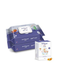 اشتري Baby Gentle 99% Pure Water Wet Wipes With Lid144 Pcs.(Pack Of 2) & Baby Soap 50 Gram (Pack Of 1) Combo في الامارات