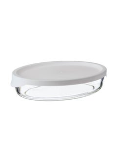 Buy Oval Tray With A Plastic Cover White Color 0.7 Liter in Saudi Arabia