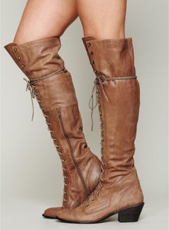 اشتري Fashion Knee High Boots For Women Brown في الامارات