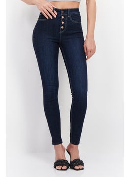 Buy Women Skinny Fit Slid Denim Jeans, Blue in UAE