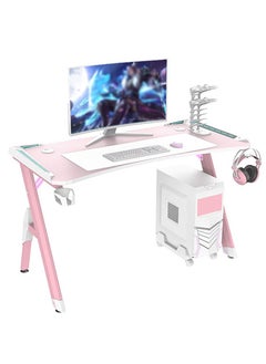 Buy Gaming Desk,47 Inch PC Computer Desk, Home Office Desk Table Gamer Workstation, Simple Game Table, Pink in UAE