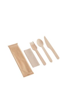 Buy [500 Pack] Disposable Wooden Cutlery Set with Napkin, Eco Friendly, Biodegradable, Compostable Wooden Knife Fork Spoon Napkin Set - Wooden Utensils for Weddings Parties Picnic in UAE