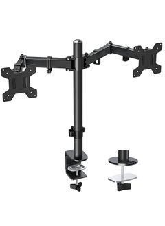 Buy Vesa 1home Double Twin Arm Desk Mount Ergonomic TV LCD Monitor Computer Screen Bracket Dual Tilt Swivel Rotation (13in-27in) in UAE