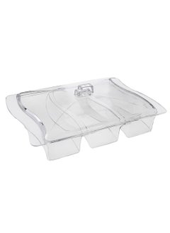 Buy Alhoora 39x26xH7cm 3 Divider Acrylic Clear Cutlery Tray With Box in UAE