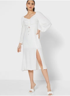 Buy Audra Ruched Front Split Dress in UAE