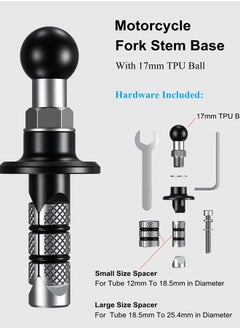 Buy Metal Motorcycle Fork Stem Mount Base with 17mm TPU Ball for Stems 12mm to 25.4mm in Diameter, Compatible with Garmin GPS Mounts and Motorcycle Bike Phone Mount Holder with 17mm Ball Socket in UAE