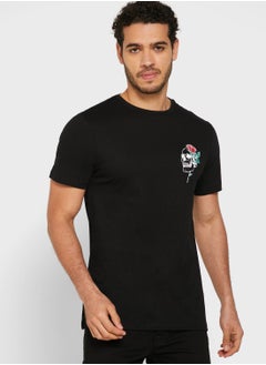 Buy Skull Rose Logo  Crew Neck T-Shirt in Saudi Arabia