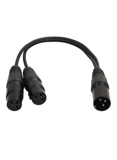 Buy XLR 3 Pin Male To 2 Female Connector Microphone Extension Cable Cord B Black in UAE