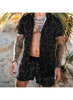 Buy Men's Shirt Casual Loose Shorts Beach Suit in Saudi Arabia