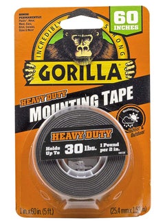 Buy Gorilla Heavy Duty Double Sided Mounting Tape, 1" x 60", Black, (Pack of 1) in UAE