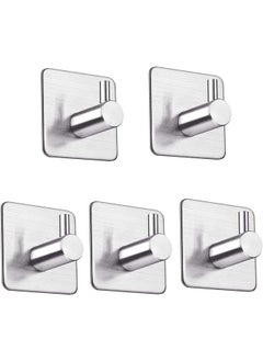 Buy Adhesive Hooks Heavy Duty Wall Hangers Hooks Waterproof Stainless Steel Towel Hanger Holder Stick on Hooks for Hanging Kitchen Bathroom Home-5 Packs in UAE