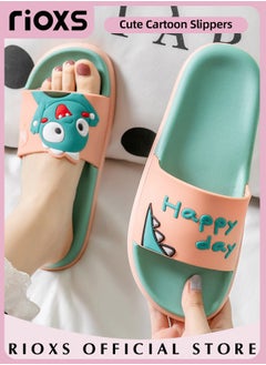 Buy Unisex Kids Shower Cute Cartoon Slippers Boys Girls Non-Slip Soft Sole Open Toe Sandals Slippers For Bathroom Or Indoor Use in Saudi Arabia