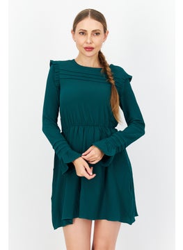 Buy Women Plain Casual Mini Dress, Green in UAE