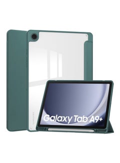 Buy Transparent Hard Shell Back Trifold Smart Cover Protective Slim Case for Samsung Galaxy Tab A9 Plus Green in Saudi Arabia