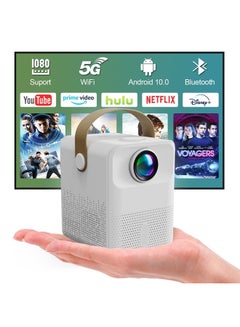 Buy Mini Portable Projector with 5G WiFi & Bluetooth, Android 10.0 OS Home Video Projector 1080P Supported 150” Display & Zoom 5000 LED Lumen Outdoor Movie Compatible with Tablet/Phone/PC/TV Stick/PS5 in UAE