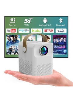 Buy Mini Portable Projector with 5G WiFi & Bluetooth, Android 10.0 OS Home Video Projector 1080P Supported 150” Display & Zoom 5000 LED Lumen Outdoor Movie Compatible with Tablet/Phone/PC/TV Stick/PS5 in UAE