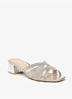 Buy Women'S Embellished Slip-On Sandals With Block Heels in Saudi Arabia