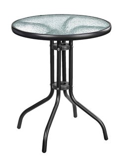 اشتري Outdoor Table Round Patio Dining Table Coffee Table Side Table Garden Table Outdoor Indoor Furniture with Metal Frame and Tempered Water Ripple Glass Top for Garden Backyard Porch Deck (CLASSIC) في الامارات