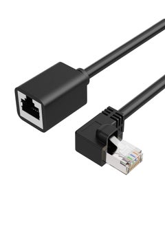 اشتري Cat6 Shielded Extension Cable, Shielded Extension Cable Male/Female Left Angle, FTP Cat6 Ethernet Cord Patch Cable, Gold Plated Contact, 0.5m(1.6FT) Black, for PC, Router, Modem, Printer, TV Box, PS5 في الامارات