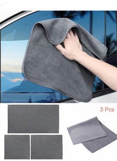 Buy 3 Pack Microfiber Chamois Cloth for Cars Professional-Grade Car Wash Towel Double-Sided Absorbing Water Without Hair Loss Thickened Towel (Grey 3 Size) in UAE