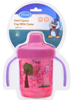 Buy True Non spill Hard spout cup age 9+ 260ml with handles & cover-PINK in Egypt