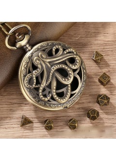 Buy 2024 new best selling DND dice bronze hollow octopus pocket watch jewelry case-thick waist chain a generation of hair Bronze-PDND0401 in Saudi Arabia