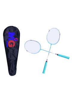 اشتري Badminton Racket Set of 2 with Carry Bag Blue/White في السعودية