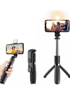 Buy Foldable Tripod Monopod Selfie Stick Blue tooth With Wireless Button Shutter Selfie Stick With LED For iOS Android in UAE