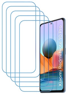 Buy 5 Pieces Antistatic ESD Dustproof Premium Quality High Definition Clear Tempered Glass Screen Protector Designed For Xiaomi Redmi Note 10 Pro in UAE