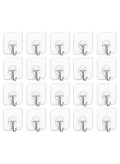 اشتري Self Adhesive double sided tap Steel Wall Hooks (Pack of 20) | 1 KG Load Capacity (6 x 6 cm, Silver) في مصر