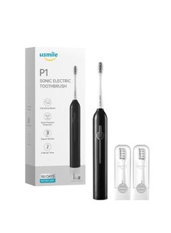 Buy USB Rechargeable Sonic Electric Toothbrush for Adults Whitening Toothbrush with Pressure Sensor 4-Hour Fast Charge for 6 Months P1 Black in UAE