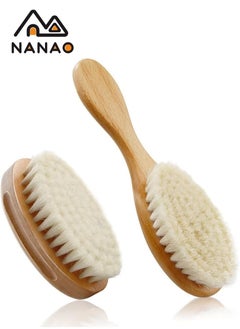 Buy 2 Piece Baby Hair Brush and Comb Set for Newborn - Wooden Baby Hair Brush Set with Soft Goat Bristle, Baby Brush and Comb Set Girl, Boy, Toddler Cradle Cap Brush (Round, Walnut) in Saudi Arabia