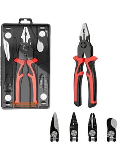 Buy 5-In-1 Multifunctional Set Pliers  Wire Stripper  Round Nose Pliers 5 Interchangeable Heads For Shearing  Cable Cutting and Stripping  Crimping in UAE