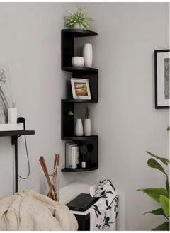 اشتري 5 Layer Corner Shelf  Wall Mount Corner Shelf Wood Display Storage Shelves Easy to Assemble  for Home Office Decor في السعودية