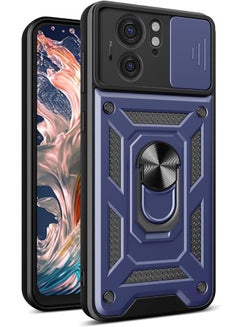Buy Motorola Edge 40 Case, Motorola Edge 40 Cover with Slide Camera Cover, Military Grade Heavy Duty Shockproof Protective Phone Cover Case with Ring Kickstand for Motorola Edge 40 5G 2023 Blue in UAE