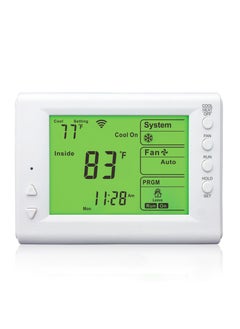 اشتري Smart Thermostat, Compatible with Alexa and Google Assistant, 7 Day Programmable WiFi Thermostat for Single Stage 1 Heat/ 1 Cool HVAC, APP & Voice Control, 24VAC Power, C-Wire Required, White في الامارات