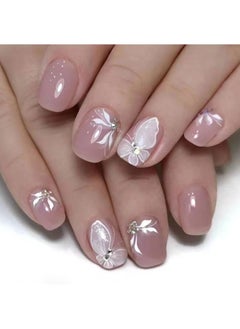 Buy Butterfly Short Fake Nails 24Pcs in Saudi Arabia