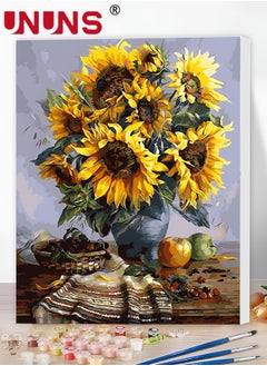 اشتري Paint By Number For Kids,40x50cm Canvas Oil Painting With Frame,Sunflower Vase DIY Oil Painting Kits For Children,Gifts For Painting Lovers في الامارات