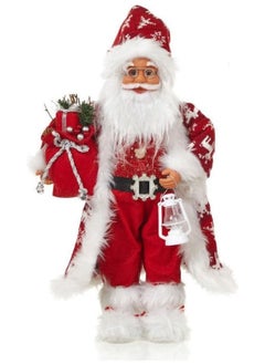 Buy Red Robe Santa Ornament Santa Claus Holding Gifts Doll Standing Figurine Santa Knitted Doll 45cm in UAE