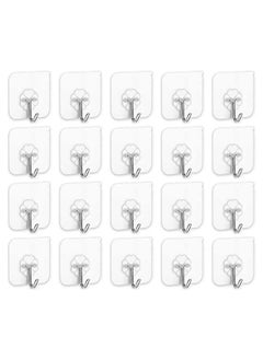 اشتري 20 Pieces Each Pack Heavy Duty Adhesive Wall Hooks, Waterproof and Oil Proof Ideal for the kitchen and bathroom, transparent في الامارات