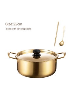 Buy Golden Double-Handled Thickened Durable Stainless Steel Noodle Soup Pot in UAE