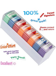 اشتري 8Pcs Teacher Stamps for Grading Classroom Parent Signature Teacher Self-Inking Stamp Set Stamps for Homework Teacher Supplies في الامارات