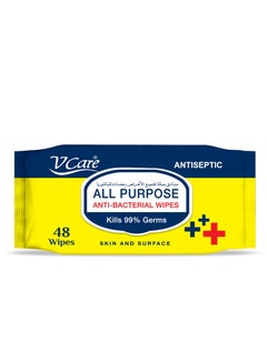 Buy V Care All Purpose Anti Bacterial Wipes  48 Count in UAE