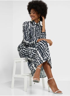 Buy Printed Fit & Flare Shirt Dress in Saudi Arabia