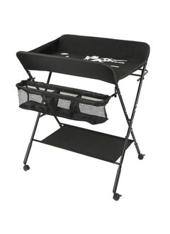 Buy Portable Foldable Waterproof Baby Changing Table with Wheels Portable Nursery Organizer for Newborn Essentials Black in Saudi Arabia