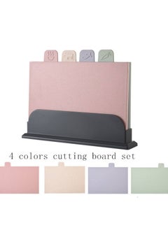 Buy 5-Piece Kitchen Cutting Boards, Plastic Cutting Board with Storage Shelf , Chopping Board cut  for Kitchen Different Food Types in Saudi Arabia