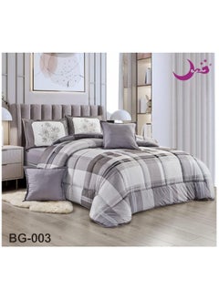 Buy Comforter set, comfortable and soft, royal bedspread, 6 pieces, double-sided, one side berber and one side plain in Saudi Arabia