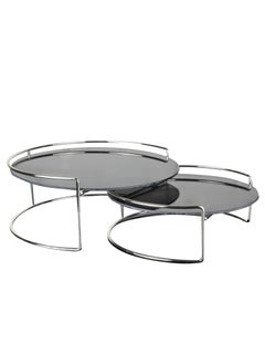 Buy 2 Step Serving Set Round Silver 30X12Cm in UAE